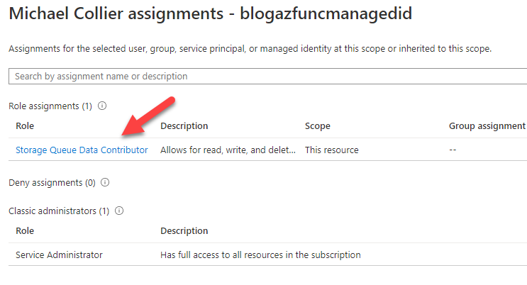 Azure portal - view assigned Azure Storage RBAC roles
