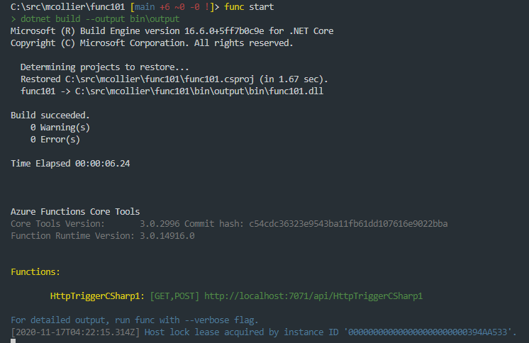 Azure Functions Core Tools with no ASCII art logo