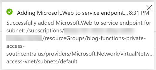 Functions - Add service endpoint status message