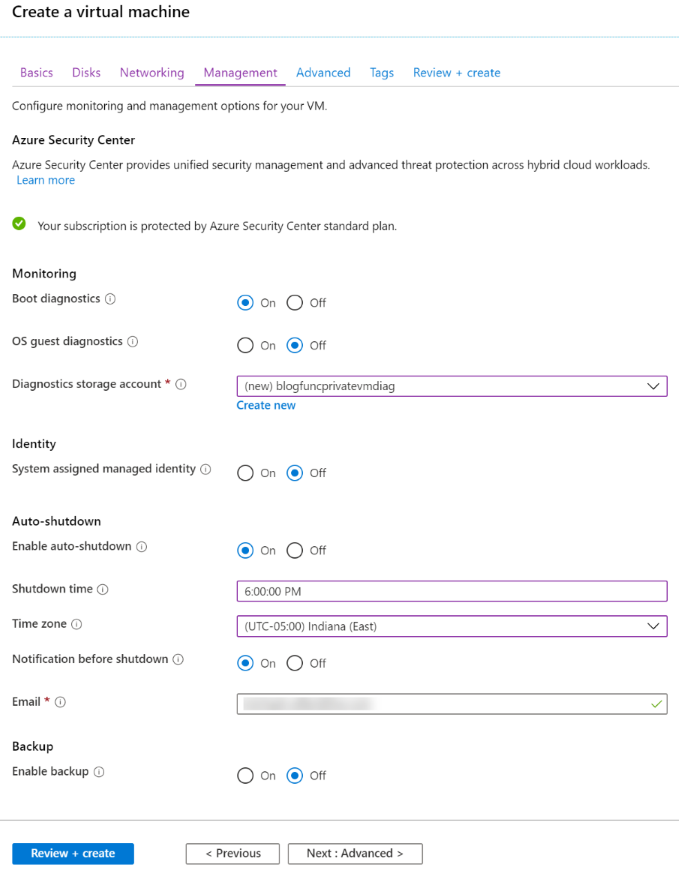 Create a VM - Management