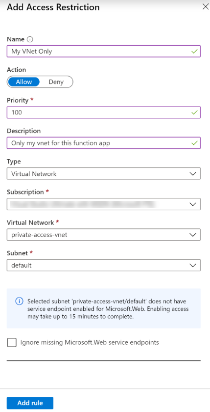 Functions - Add Access Restrictions