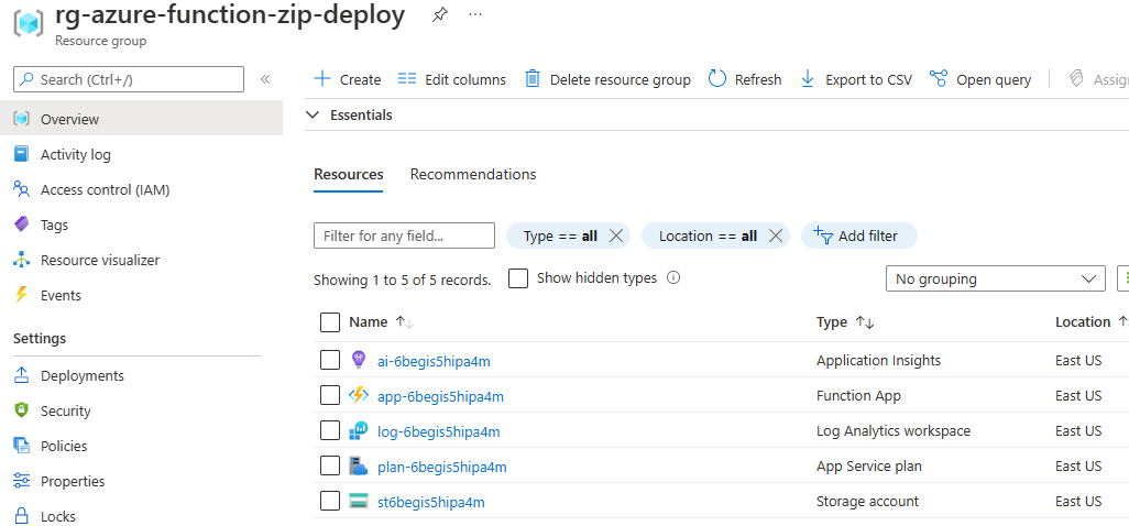 Azure Function deployment