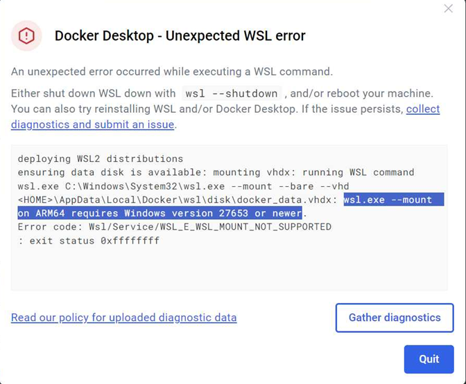 Docker Desktop error
