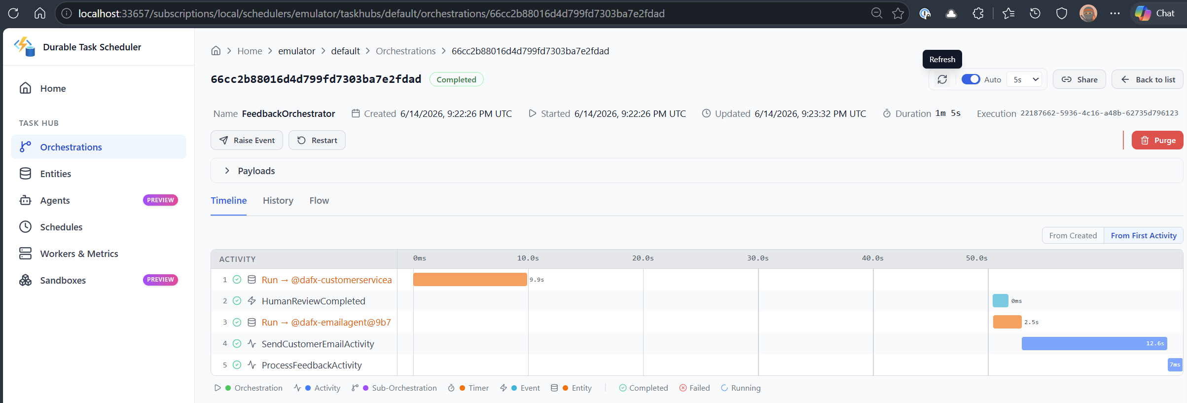Durable Task Scheduler orchestration