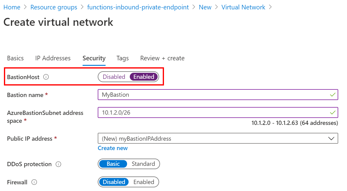 Create a virtual network with the Azure Bastion service