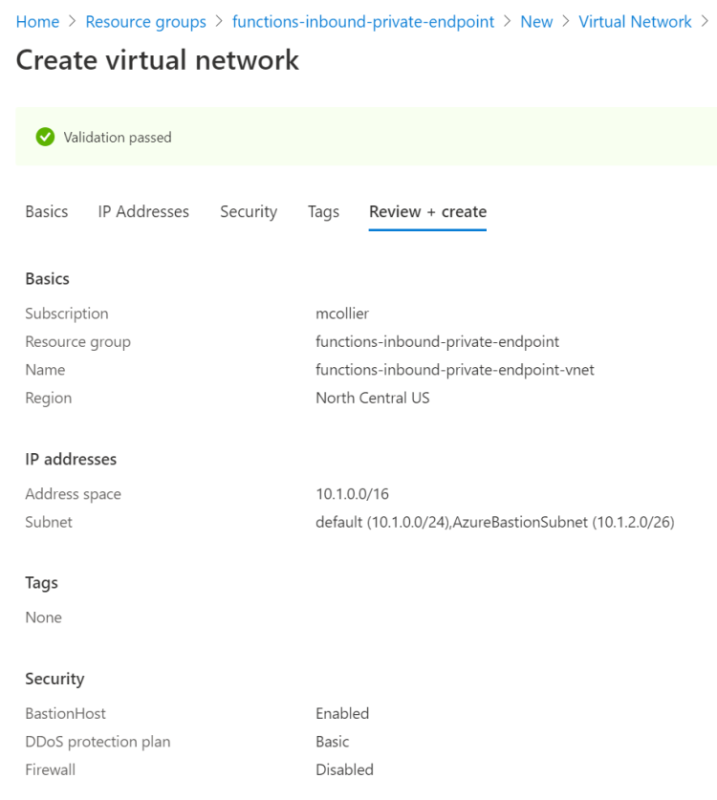 Azure Virtual Network summary
